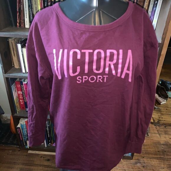 Victoria’s Secret Sport maroon & pink open back athletic sweatshirt - Picture 1 of 3